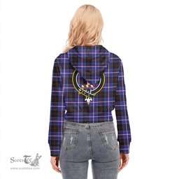 ScotsTee Shop Scottish Dunlop Modern Clan Crest Tartan Womens Cropped Zip Up Hoodie