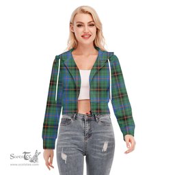 ScotsTee Shop Scottish Davidson Ancient Clan Tartan Womens Cropped Zip Up Hoodie
