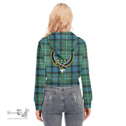 ScotsTee Shop Scottish FERGUSON ANCIENT Clan Crest Tartan Womens Cropped Zip Up Hoodie