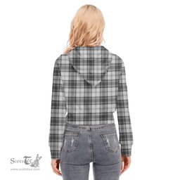 ScotsTee Shop Scottish Douglas Grey Modern Clan Tartan Womens Cropped Zip Up Hoodie