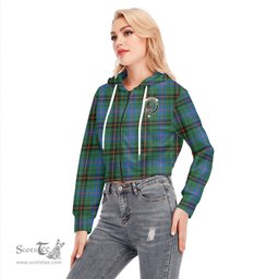 ScotsTee Shop Scottish Davidson Ancient Clan Crest Tartan Womens Cropped Zip Up Hoodie