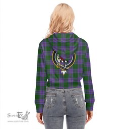 ScotsTee Shop Scottish Elphinstone Clan Crest Tartan Womens Cropped Zip Up Hoodie