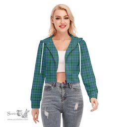 ScotsTee Shop Scottish Douglas Ancient Clan Tartan Womens Cropped Zip Up Hoodie