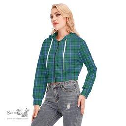 ScotsTee Shop Scottish Douglas Ancient Clan Tartan Womens Cropped Zip Up Hoodie