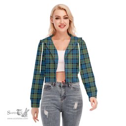 ScotsTee Shop Scottish Colquhoun Ancient Clan Tartan Womens Cropped Zip Up Hoodie