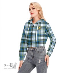 ScotsTee Shop Scottish Campbell Dress Ancient Clan Crest Tartan Womens Cropped Zip Up Hoodie