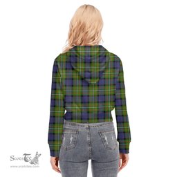 ScotsTee Shop Scottish Fergusson Modern Clan Tartan Womens Cropped Zip Up Hoodie