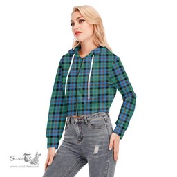 ScotsTee Shop Scottish Campbell of Cawdor Ancient Clan Tartan Womens Cropped Zip Up Hoodie