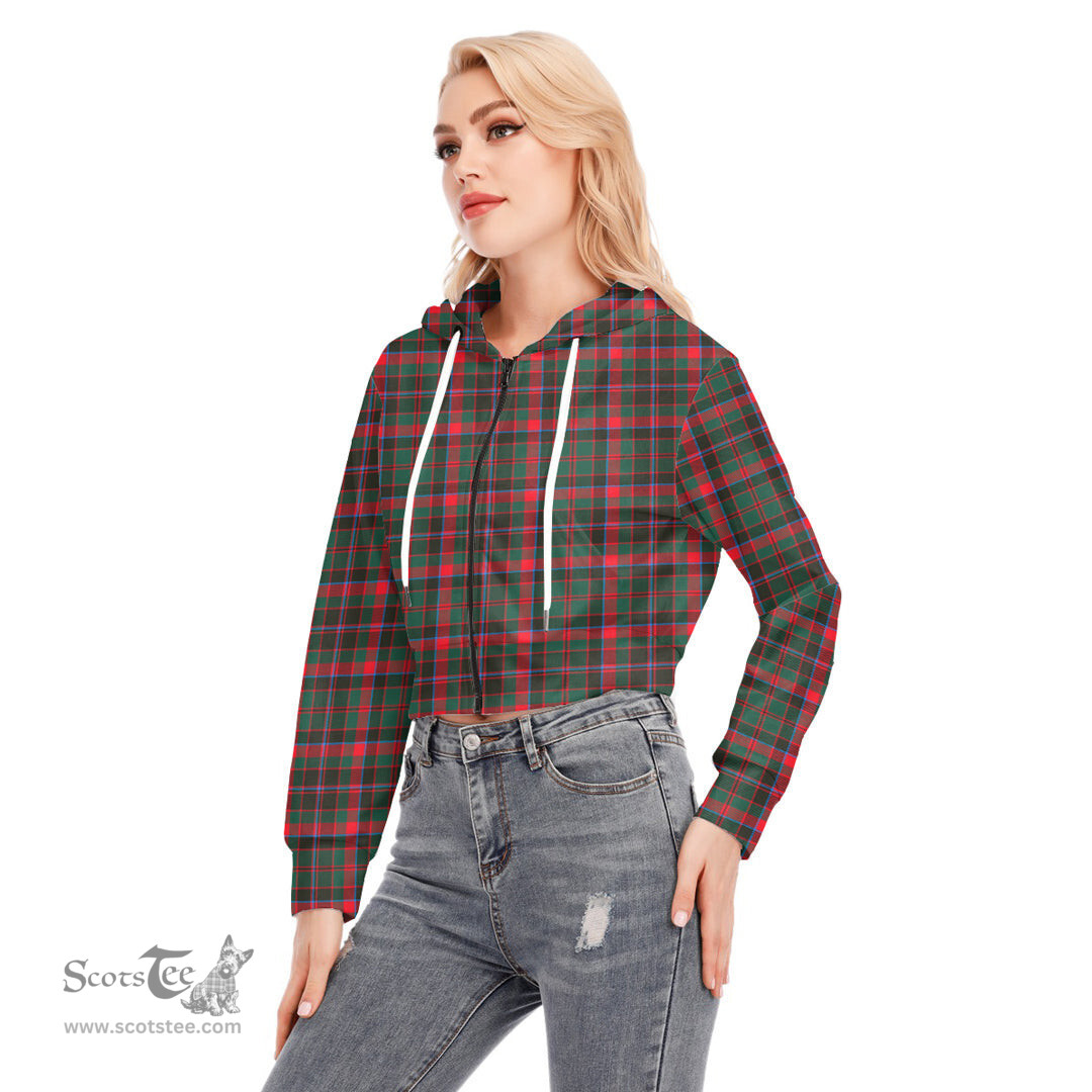 ScotsTee Shop Scottish Cumming Hunting Modern Clan Tartan Womens Cropped Zip Up Hoodie