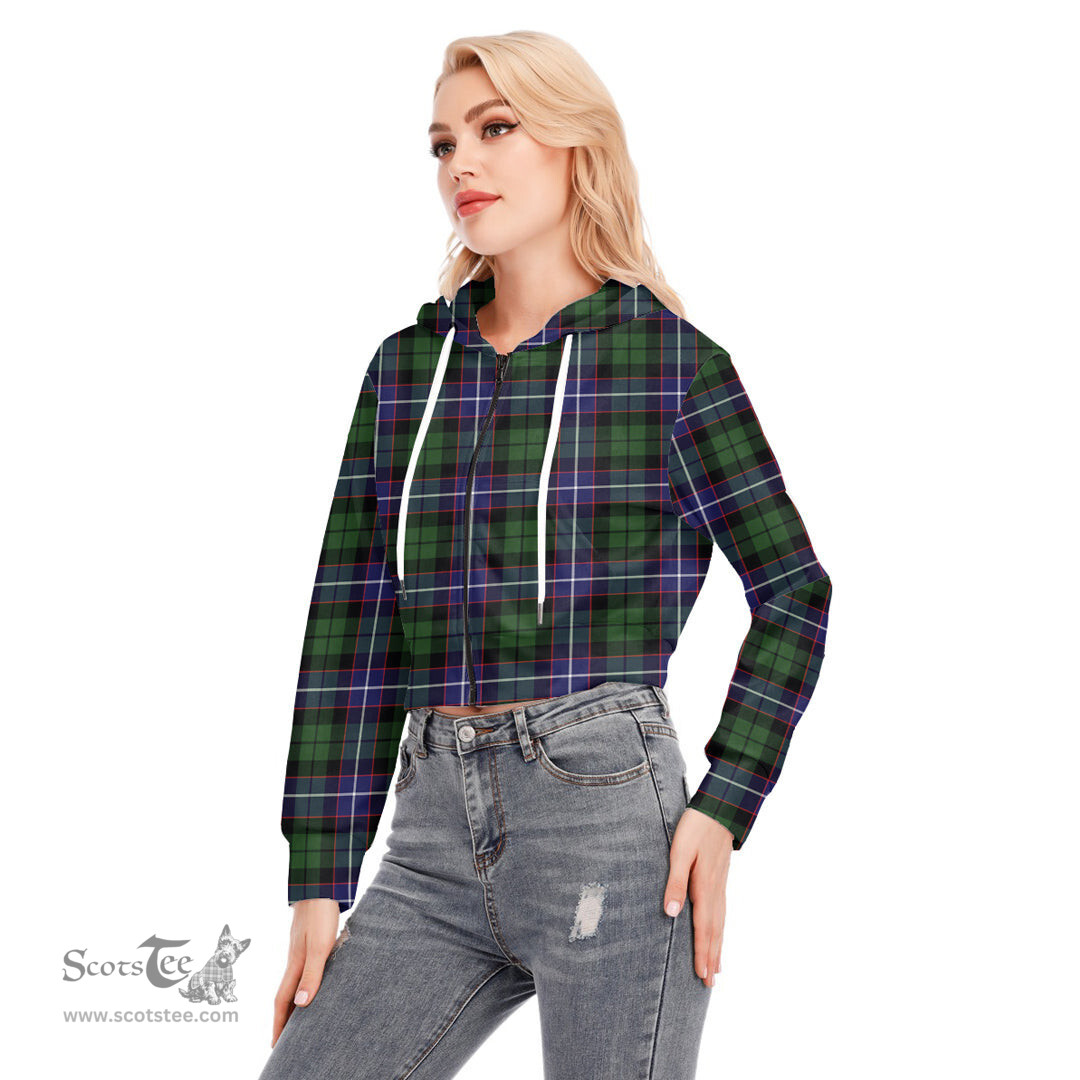 ScotsTee Shop Scottish Galbraith Modern Clan Tartan Womens Cropped Zip Up Hoodie