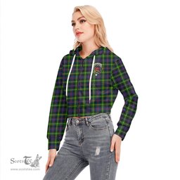 ScotsTee Shop Scottish Farquharson Modern Clan Crest Tartan Womens Cropped Zip Up Hoodie