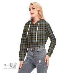 ScotsTee Shop Scottish Farquharson Weathered Clan Tartan Womens Cropped Zip Up Hoodie
