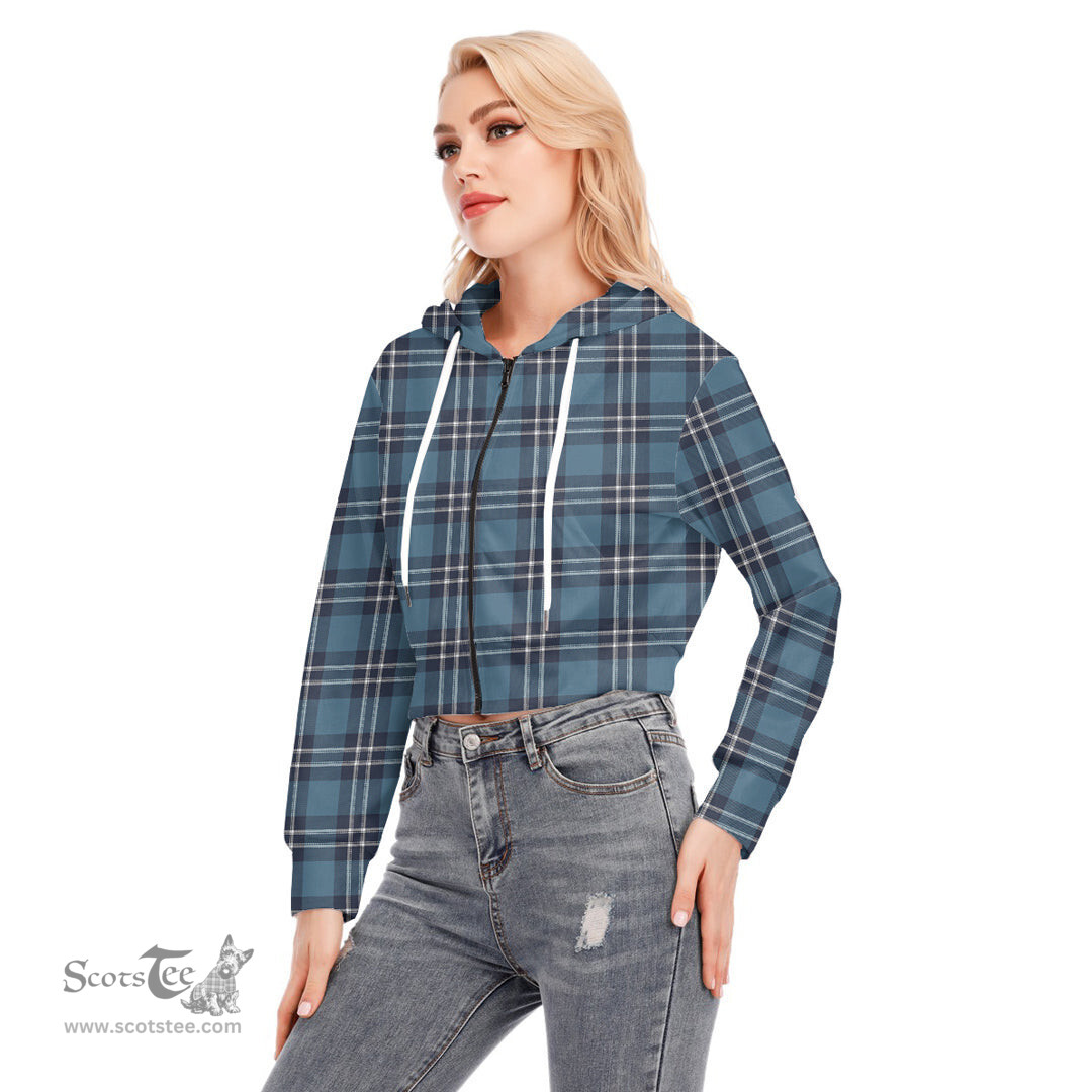 ScotsTee Shop Scottish Earl of St Andrews Clan Tartan Womens Cropped Zip Up Hoodie