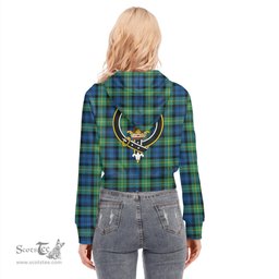 ScotsTee Shop Scottish Gordon Ancient Clan Crest Tartan Womens Cropped Zip Up Hoodie