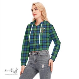 ScotsTee Shop Scottish Gordon Ancient Clan Crest Tartan Womens Cropped Zip Up Hoodie