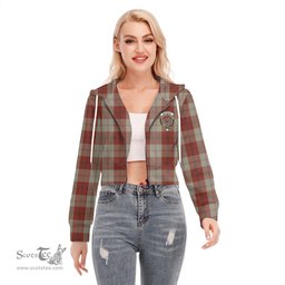 ScotsTee Shop Scottish Davidson Dress Dancers Clan Crest Tartan Womens Cropped Zip Up Hoodie