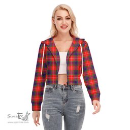 ScotsTee Shop Scottish Fraser Modern Clan Tartan Womens Cropped Zip Up Hoodie