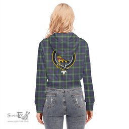 ScotsTee Shop Scottish Campbell Argyll Modern Clan Crest Tartan Womens Cropped Zip Up Hoodie