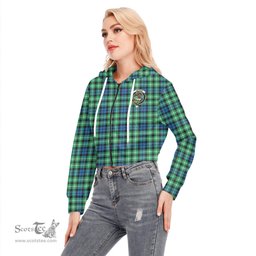 ScotsTee Shop Scottish Graham of Montrose Ancient Clan Crest Tartan Womens Cropped Zip Up Hoodie