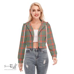 ScotsTee Shop Scottish MacKintosh Ancient Clan Tartan Womens Cropped Zip Up Hoodie