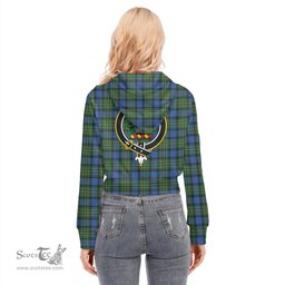 ScotsTee Shop Scottish MacLaren Ancient Clan Crest Tartan Womens Cropped Zip Up Hoodie