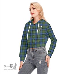 ScotsTee Shop Scottish MacLaren Ancient Clan Crest Tartan Womens Cropped Zip Up Hoodie