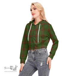 ScotsTee Shop Scottish Maxwell Hunting Clan Tartan Womens Cropped Zip Up Hoodie