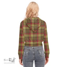 ScotsTee Shop Scottish MacMillan Old Weathered Clan Tartan Womens Cropped Zip Up Hoodie