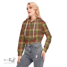 ScotsTee Shop Scottish MacMillan Old Weathered Clan Tartan Womens Cropped Zip Up Hoodie