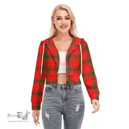 ScotsTee Shop Scottish MacDonald of Sleat Clan Tartan Womens Cropped Zip Up Hoodie