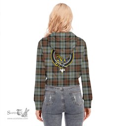 ScotsTee Shop Scottish MacLeod of Harris Weathered Clan Crest Tartan Womens Cropped Zip Up Hoodie