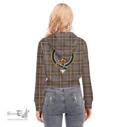 ScotsTee Shop Scottish MacIntyre Hunting Weathered Clan Crest Tartan Womens Cropped Zip Up Hoodie