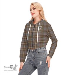 ScotsTee Shop Scottish MacIntyre Hunting Weathered Clan Crest Tartan Womens Cropped Zip Up Hoodie