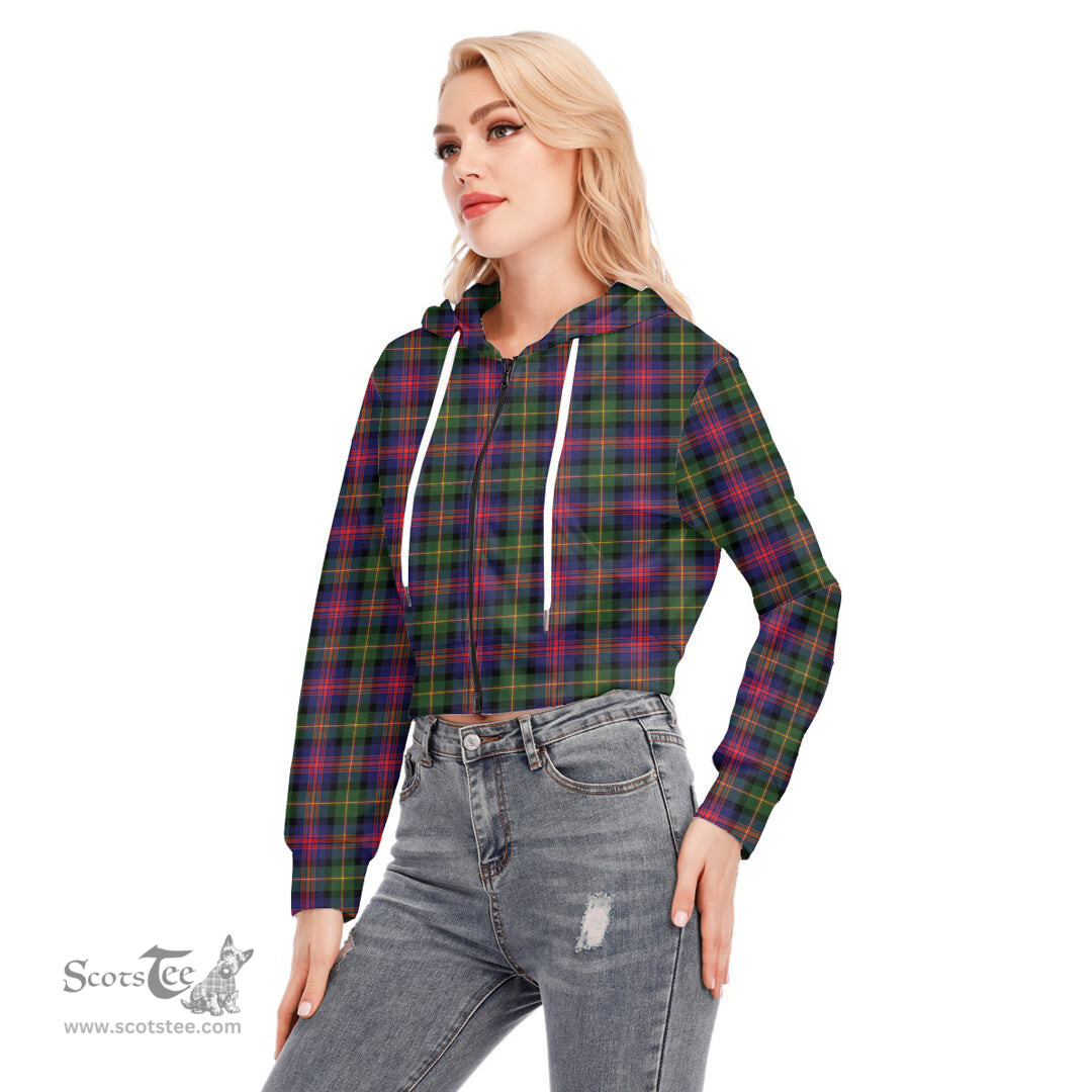 ScotsTee Shop Scottish Logan Modern Clan Tartan Womens Cropped Zip Up Hoodie