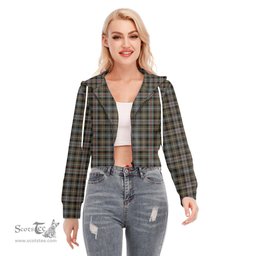 ScotsTee Shop Scottish MacKenzie Weathered Clan Tartan Womens Cropped Zip Up Hoodie