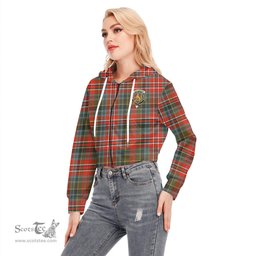 ScotsTee Shop Scottish MacPherson Weathered Clan Crest Tartan Womens Cropped Zip Up Hoodie