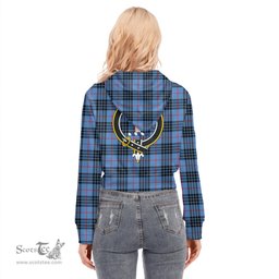 ScotsTee Shop Scottish MacKay Blue Clan Crest Tartan Womens Cropped Zip Up Hoodie