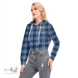 ScotsTee Shop Scottish MacKay Blue Clan Crest Tartan Womens Cropped Zip Up Hoodie