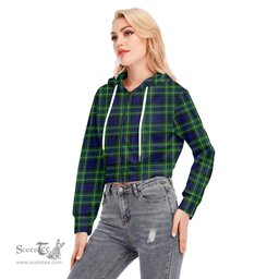 ScotsTee Shop Scottish MacNeil of Colonsay Modern Clan Tartan Womens Cropped Zip Up Hoodie