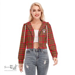 ScotsTee Shop Scottish Hepburn Clan Crest Tartan Womens Cropped Zip Up Hoodie