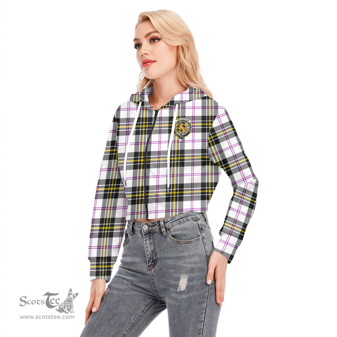 ScotsTee Shop Scottish MacPherson Dress Modern Clan Crest Tartan Womens Cropped Zip Up Hoodie