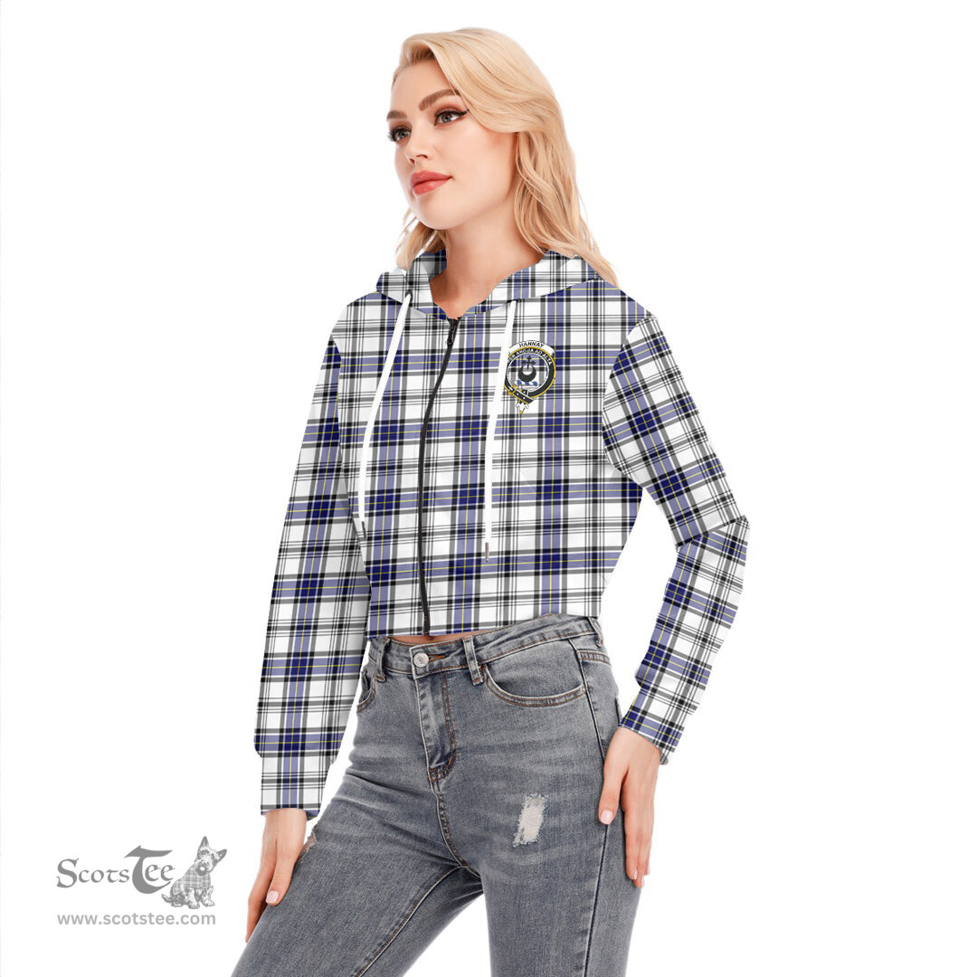 ScotsTee Shop Scottish Hannay Modern Clan Crest Tartan Womens Cropped Zip Up Hoodie