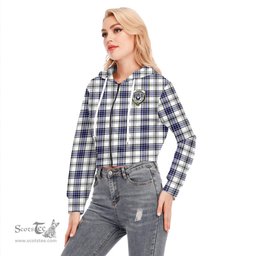 ScotsTee Shop Scottish Hannay Modern Clan Crest Tartan Womens Cropped Zip Up Hoodie