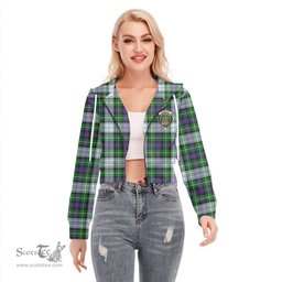 ScotsTee Shop Scottish MacKenzie Dress Modern Clan Crest Tartan Womens Cropped Zip Up Hoodie