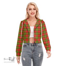 ScotsTee Shop Scottish Leask Clan Tartan Womens Cropped Zip Up Hoodie