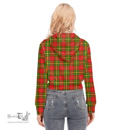 ScotsTee Shop Scottish Leask Clan Tartan Womens Cropped Zip Up Hoodie
