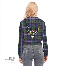 ScotsTee Shop Scottish MacRae Hunting Modern Clan Crest Tartan Womens Cropped Zip Up Hoodie