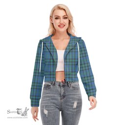 ScotsTee Shop Scottish Matheson Hunting Ancient Clan Tartan Womens Cropped Zip Up Hoodie