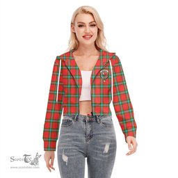 ScotsTee Shop Scottish MacLaine of Loch Buie Clan Crest Tartan Womens Cropped Zip Up Hoodie