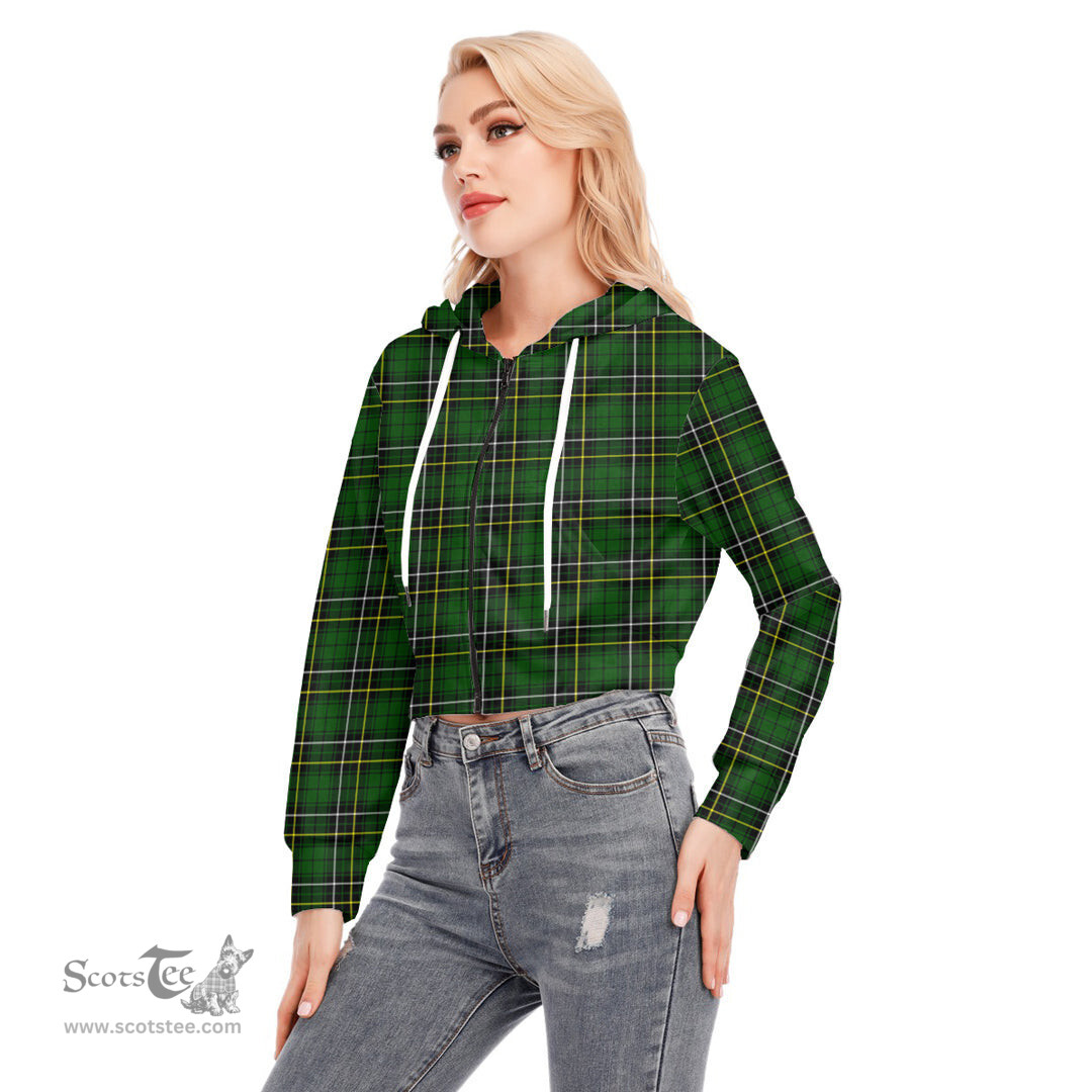 ScotsTee Shop Scottish MacAlpine Modern Clan Tartan Womens Cropped Zip Up Hoodie